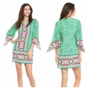 Crown & Ivy Twin Print Kimono Dress Green